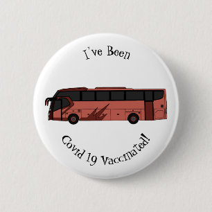 Bus cartoon illustration 6 cm round badge