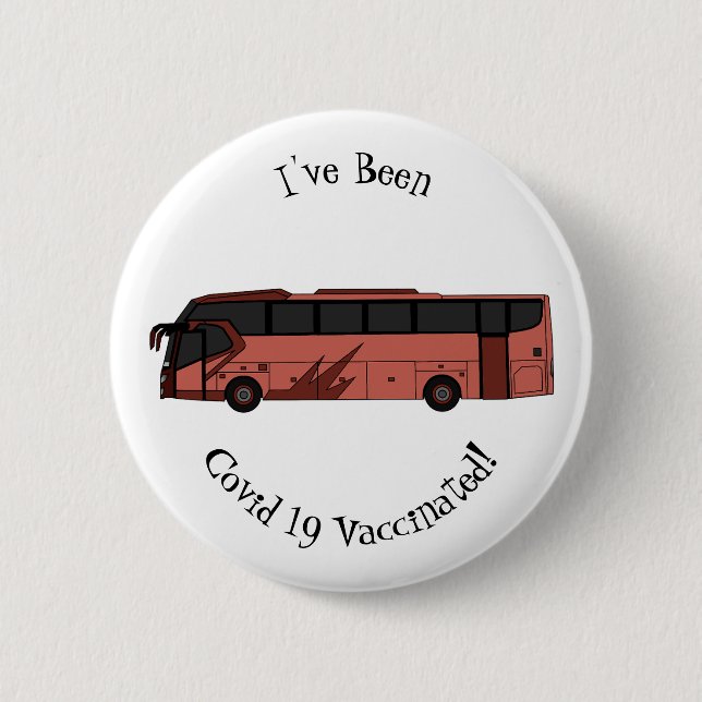 Bus cartoon illustration 6 cm round badge (Front)