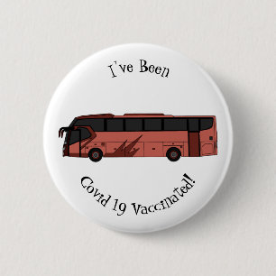 Bus cartoon illustration 6 cm round badge