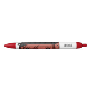 Bus cartoon illustration black ink pen