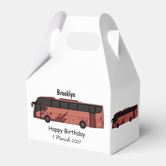 Bus cartoon illustration favour box (Front Side)