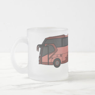 Bus cartoon illustration frosted glass coffee mug