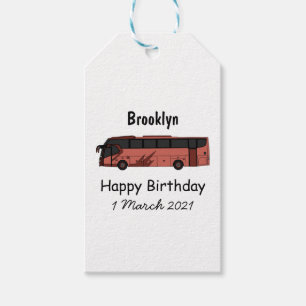 Bus cartoon illustration gift tags