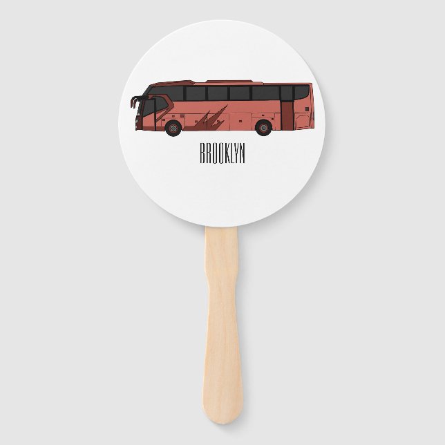 Bus cartoon illustration hand fan (Front)