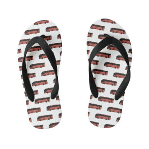 Bus cartoon illustration kid's flip flops