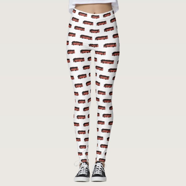 Bus cartoon illustration leggings (Front)