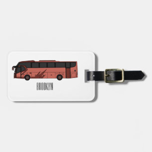 Bus cartoon illustration luggage tag