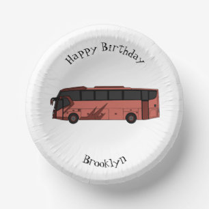 Bus cartoon illustration paper plate