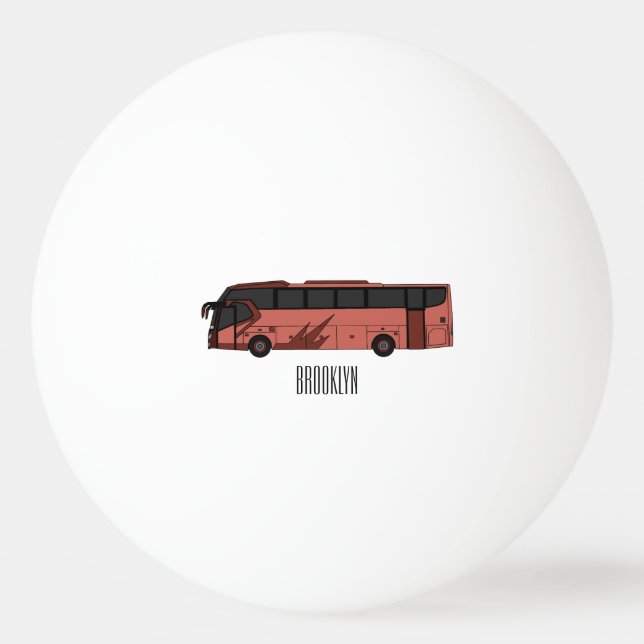 Bus cartoon illustration ping pong ball (Front)