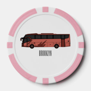Bus cartoon illustration poker chips