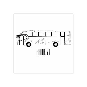 Bus cartoon illustration rubber stamp