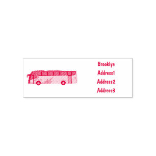 Bus cartoon illustration self-inking stamp