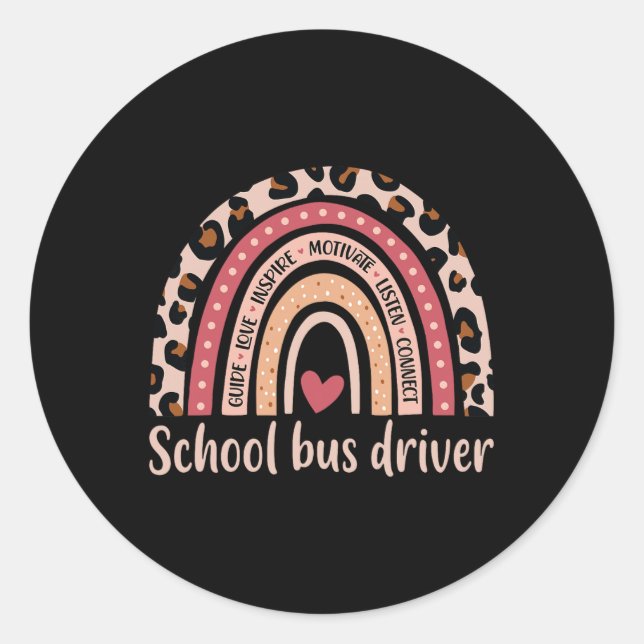 Bus Driver 100th Day Of School Bus Driver Rainbow  Classic Round Sticker (Front)