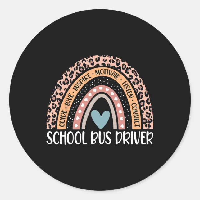 Bus Driver 100th Day Of School Bus Driver Rainbow  Classic Round Sticker (Front)