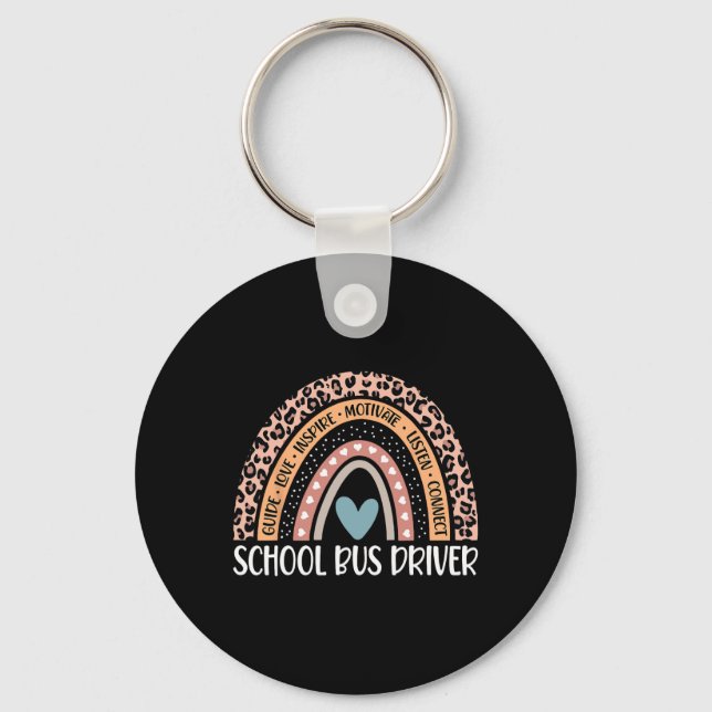 Bus Driver 100th Day Of School Bus Driver Rainbow  Key Ring (Front)