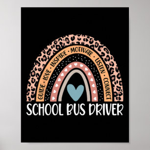 Bus Driver 100th Day Of School Bus Driver Rainbow Poster