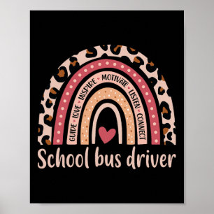 Bus Driver 100th Day Of School Bus Driver Rainbow Poster
