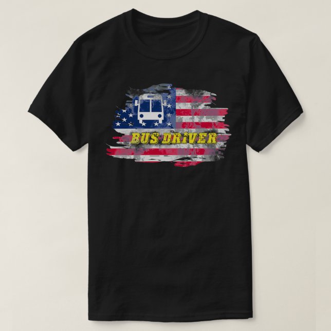 Bus driver american flag single T-Shirt (Design Front)