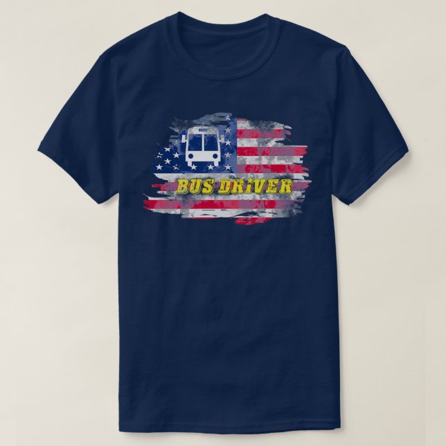 Bus driver american flag T-Shirt (Design Front)