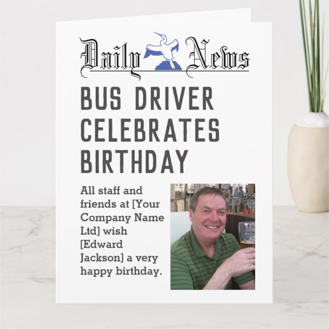 Bus Driver Birthday Card to Personalise