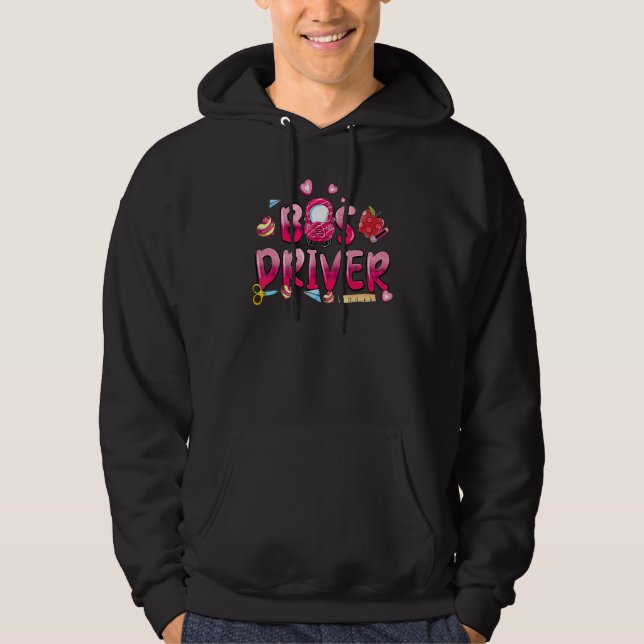 Bus Driver Buffalo Plaid Heart Cute Valentine's Da Hoodie (Front)
