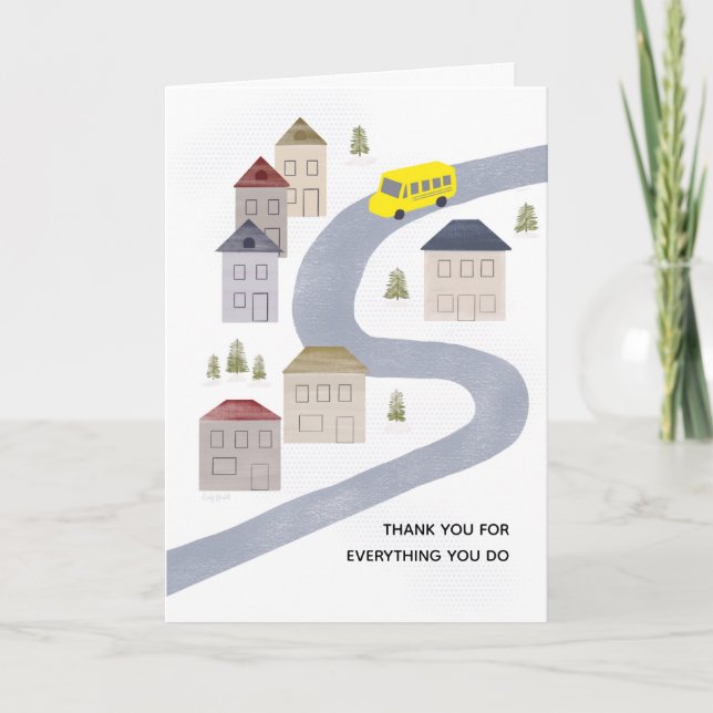 Bus Driver Christmas Thank You School Teacher Card (Front)