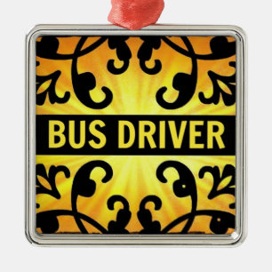 Bus Driver Damask Christmas Ornament