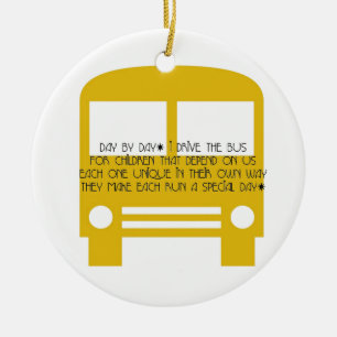 Bus Driver Day By Day Yellow Bus Ceramic Tree Decoration