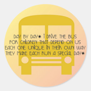 Bus Driver Day By Day Yellow Bus Classic Round Sticker