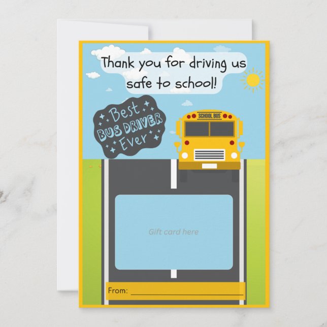 Bus driver gift card holder thank you card (Front)