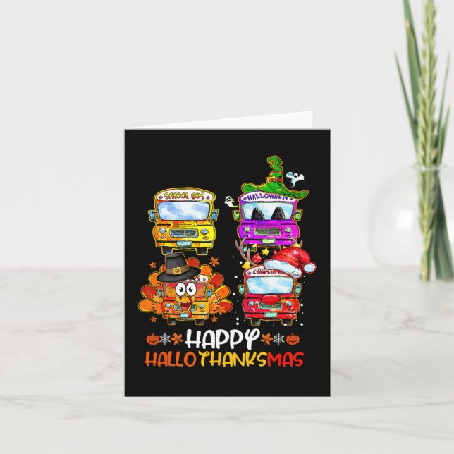 Bus Driver Happy Hallothanksmas Thanksgiving Chris Card (Front)