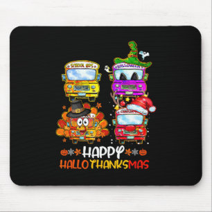 Bus Driver Happy Hallothanksmas Thanksgiving Chris Mouse Mat