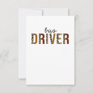 Bus Driver Leopard Print Funny Thank You Card