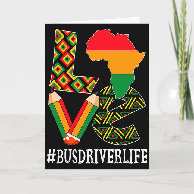 Bus Driver Love Map African American Black History Card (Front)