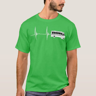 Bus Driver Lover Heartbeat EKG Pulse Driving Bus T-Shirt