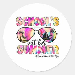 Bus Driver Out For Summer Tie Dye Sungles  Classic Round Sticker