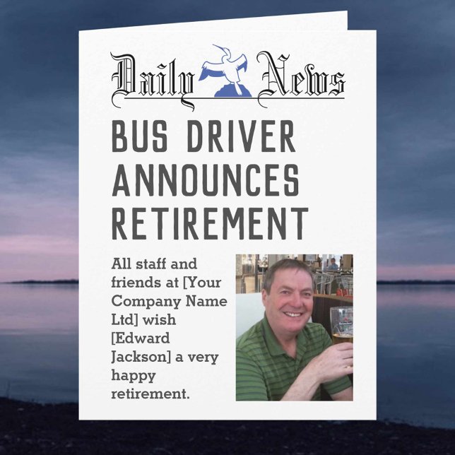 Bus Driver Retirement Card to Personalise (Creator Uploaded)