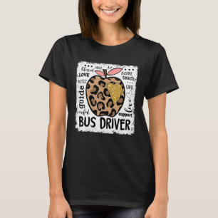 Bus Driver Teacher Leopard Apple Love Team Back To T-Shirt