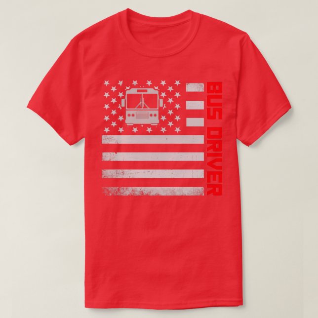 Bus Driver US Flag Mask T-Shirt (Design Front)