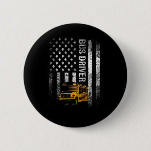 Bus Driver Usa American Flag Funny Bus Driver Gift 6 Cm Round Badge