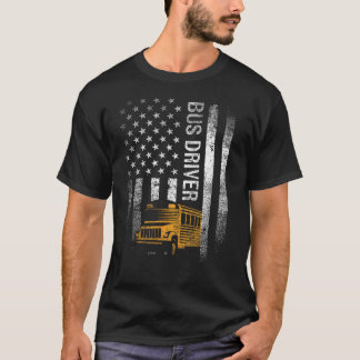 Bus Driver Usa American Flag Funny Bus Driver Gift T-Shirt