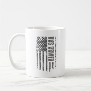 Bus Driver USA Flag Distressed design Coffee Mug