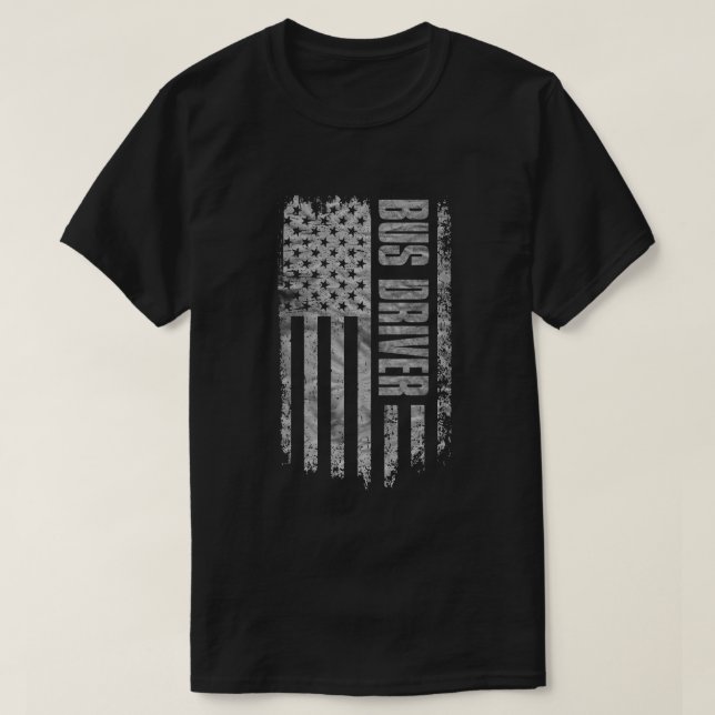 Bus Driver USA Flag Distressed design T-Shirt (Design Front)
