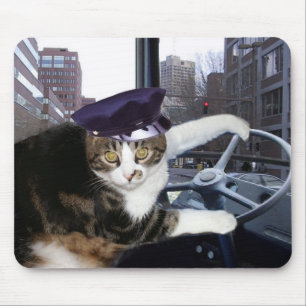 Bus Driving Cat Mouse Mat