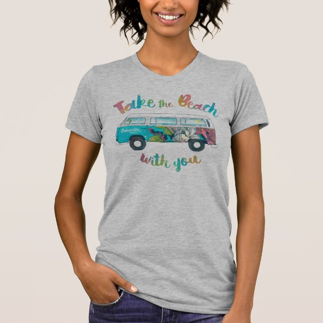 Bus Flower Beach "Kombi" T-Shirt (Front)