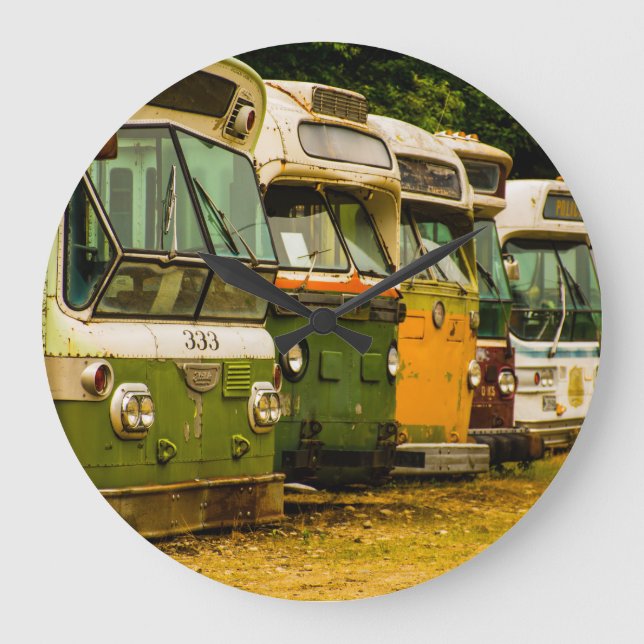 Bus Graveyard Round (Large) Wall Clock (Front)