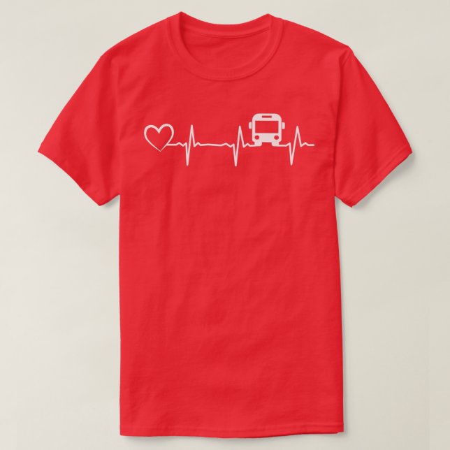 Bus heartbeat heart School bus driver heartbeat T-Shirt (Design Front)