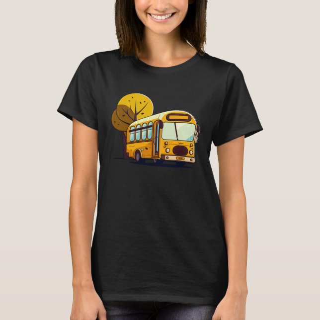 Bus In Front Of Trees Bus Driver T-Shirt (Front)