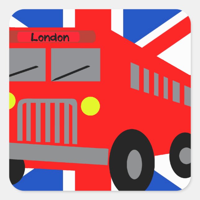 Bus in London Square Sticker (Front)