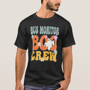 Bus Monitor Boo Crew Ghost Retro Groovy Halloween T-Shirt